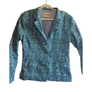 Sissy-Boy Blue Cotton Blazer Women XL Preppy Academia Jacket Natural Fiber